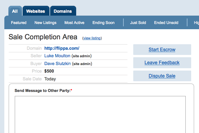 Flippa Escrow Integration