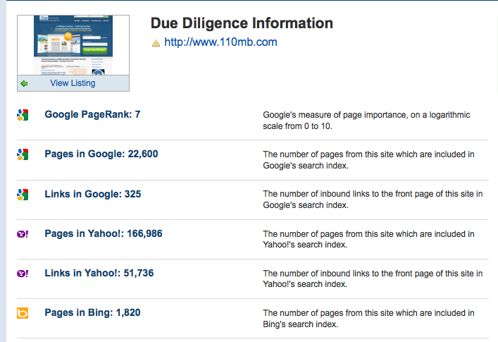 Main Due Diligence Stats